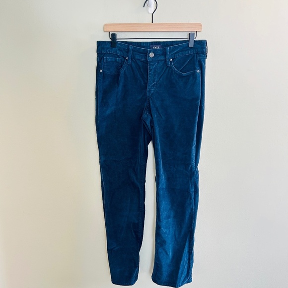NYDJ Marilyn Straight Leg Velveteen Pants Size 6P Petite Dark Blue Velvet Jeans - Picture 3 of 12
